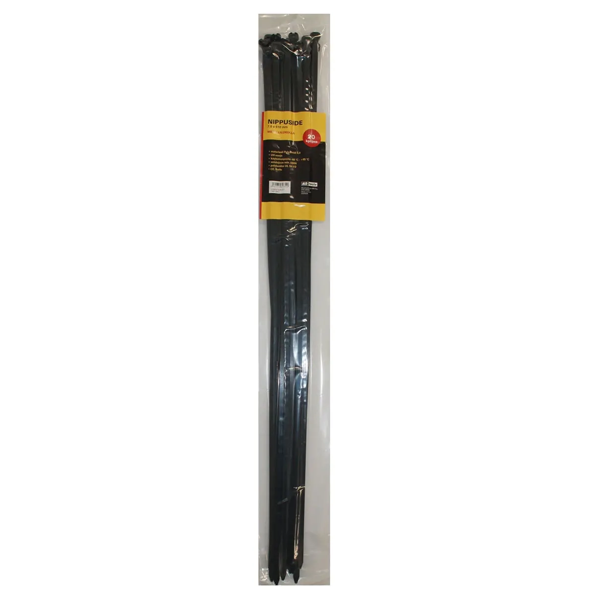 Nylon strips 7,0x610mm metal lock 20pcs - Kabelbindere og kabelbindere i rustfrit stål - 6430074696320 - 1