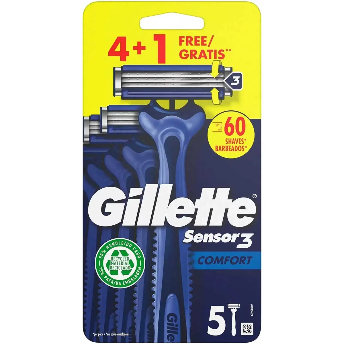 Gillette Sensor 3 Comfort udskiftningsblade 4+1 - Personlig hygiejne - 7702018490271 - 0