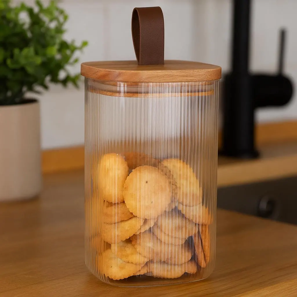 Opbevaringsglas med trælåg 1,15L - Opbevaringsglas og madkasser - 8720573906562 - 1