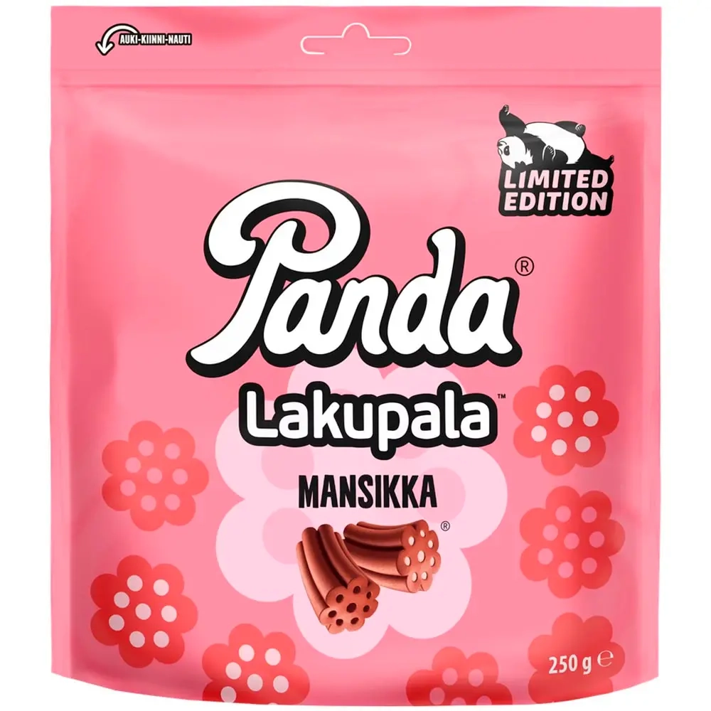 Panda Lakritsbitar Jordgubb 250g - Godispåsar - 6412501042245 - 0