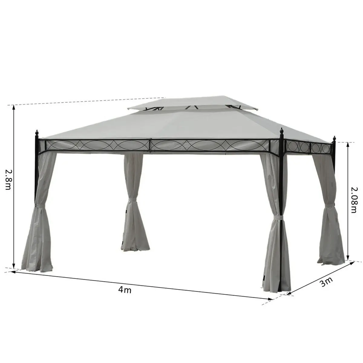 Paviljong tak Capri, grått, 3x4x2,7m - Paviljonger och pergolor - 6438168085340 - 2