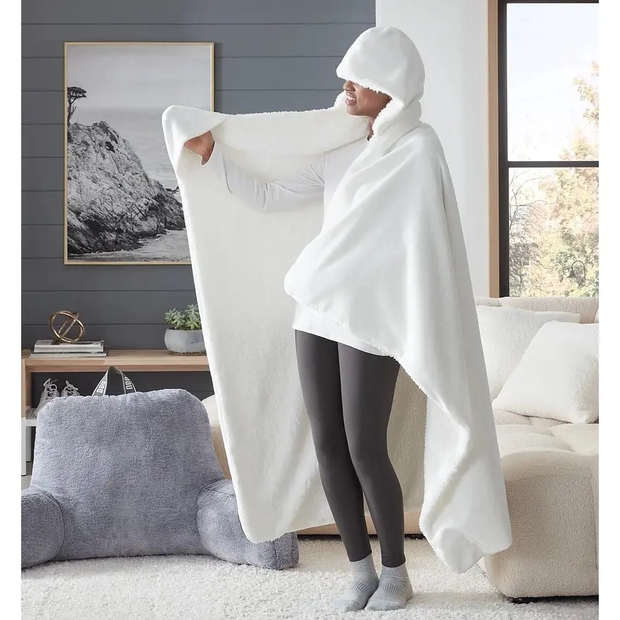 Torketæppe med hætte i PV-fleece assorteret - Tæpper og dyner - 6438168117218 - 1