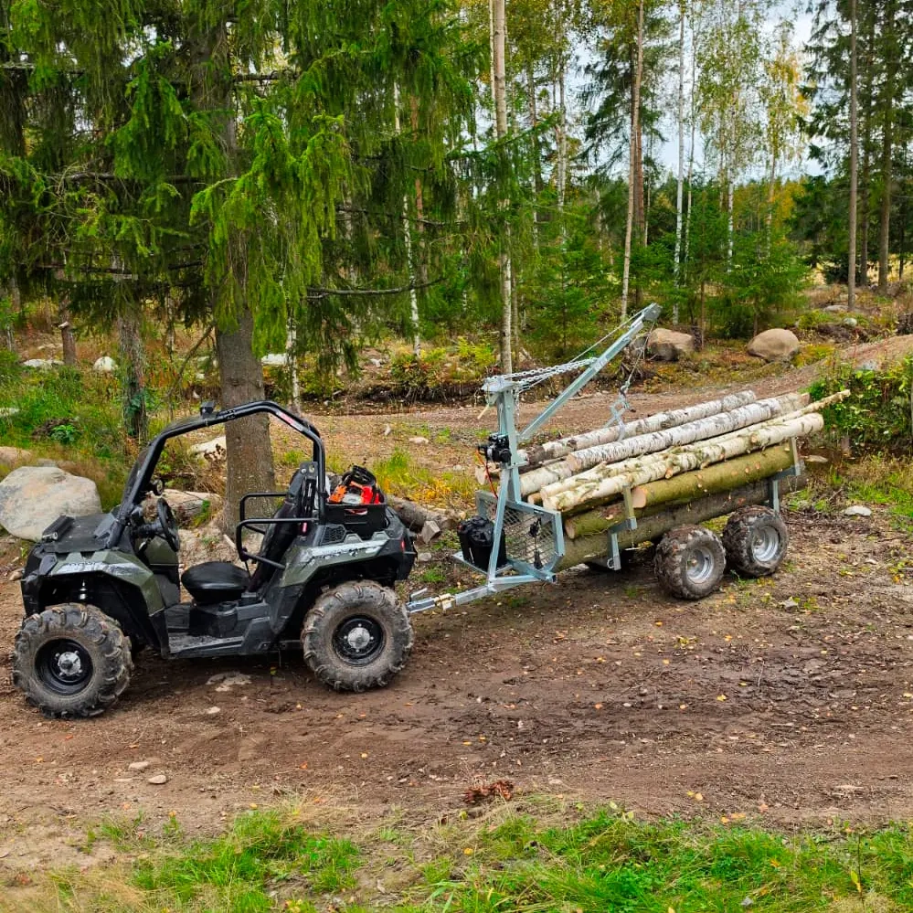 Timmervagn PuffelSolo 1000 kg med kran och vinsch - Släp och timmervagnar för ATV - 6438471355390 - 4