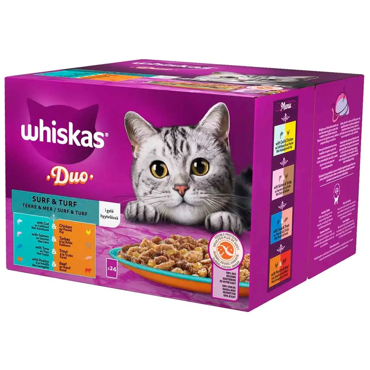 Whiskas 1+ 24x85g Duo Surf and Turf - Vådt kattefoder - 4008429156014 - 0