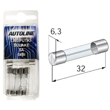 Sikring glas 10A 5stk 6 x 32mm - Bilsikringer og sikringsbokse - 4892603695389 - 0