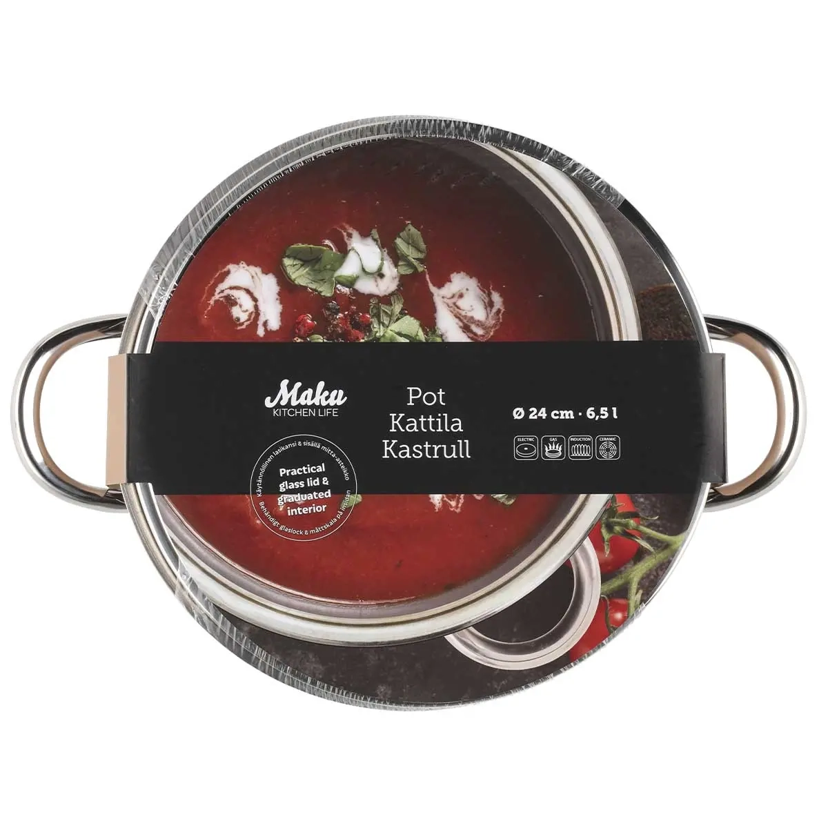 Kastrull Maku Basic 6,5 l med glaslock - Kastruller och stekpannor - 6410416082066 - 1