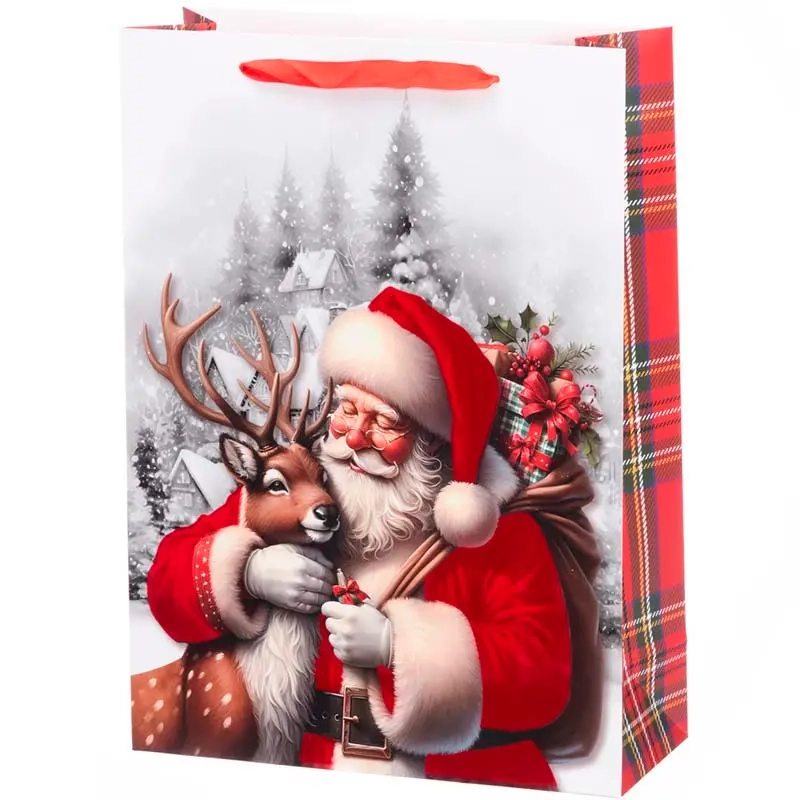 Gavepose Julemand og rensdyr 42x30x12 cm - Emballage - 6410416498713 - 0