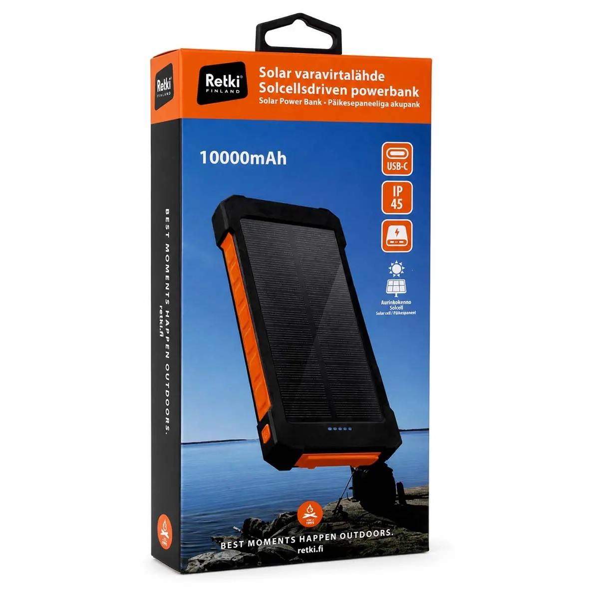 Powerbank Retki Solar 10000 mAh svart - Powerbanks - 6418536041062 - 2