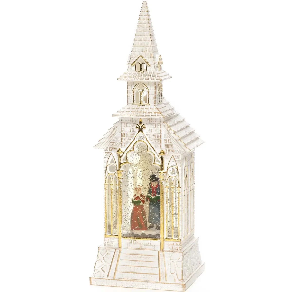 LJUS PRYDNAD JULKYRKA 33cm VIT - Ljusdekorationer för bord - 7318304366207 - 0
