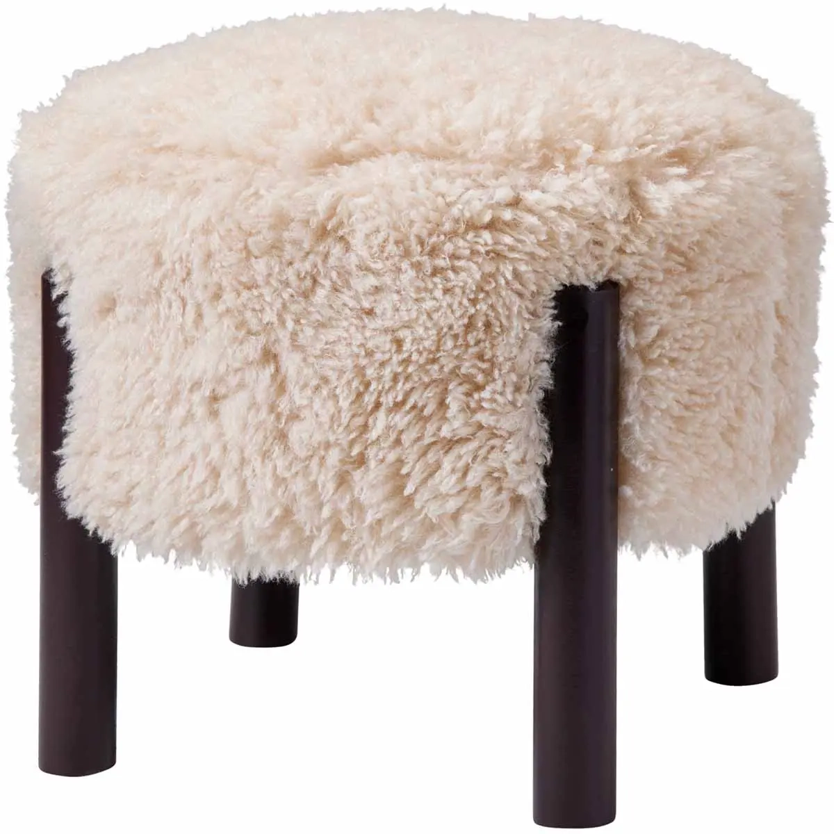 Træskammel med pels 35 cm - Skamler, stole og bænke - 8721461073021 - 0