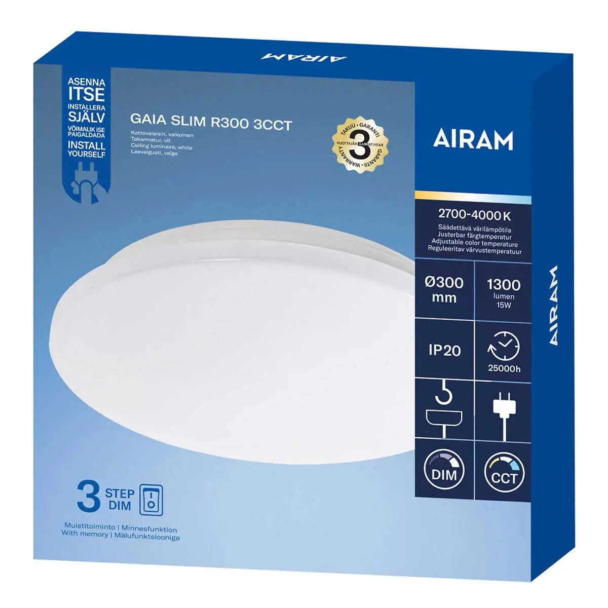 Plafond LED Gaia Slim R300 15W/3CCT 3-S - Loftslamper og lofter - 6435200017178 - 2