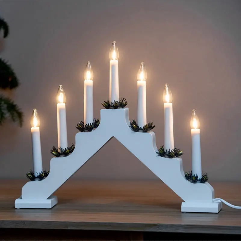 Adventsljusstake Aina 7 ljus vit - Ljusstakar - 6435200299499 - 1