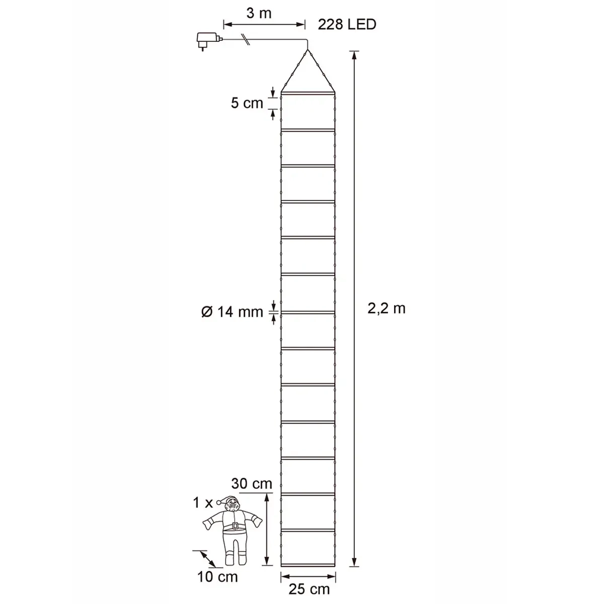 Jultomte på ljusstege Ho-Ho-Ho 220cm - Dekorationsbelysning - 6435200322302 - 3