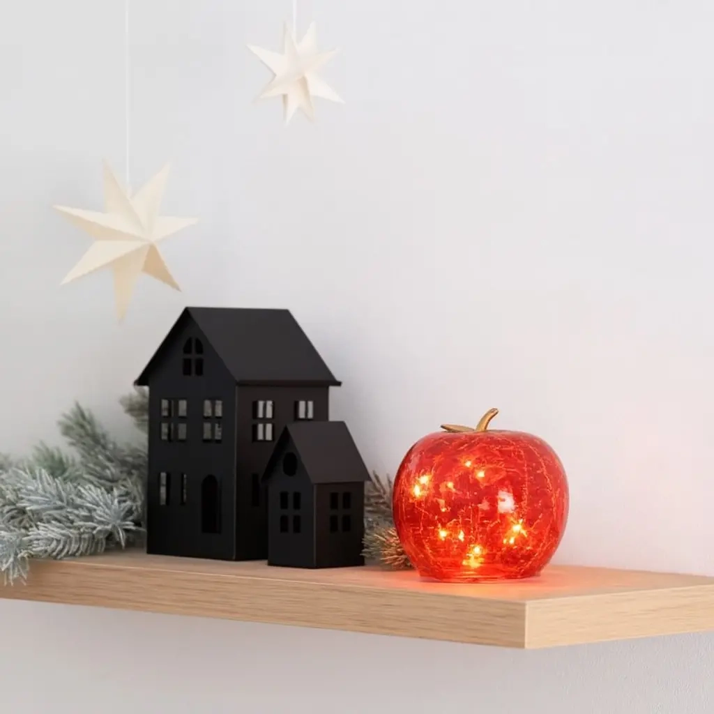 Glascylinder med LED-lampor röd 10 cm - Dekorationsföremål - 6410416482750 - 1