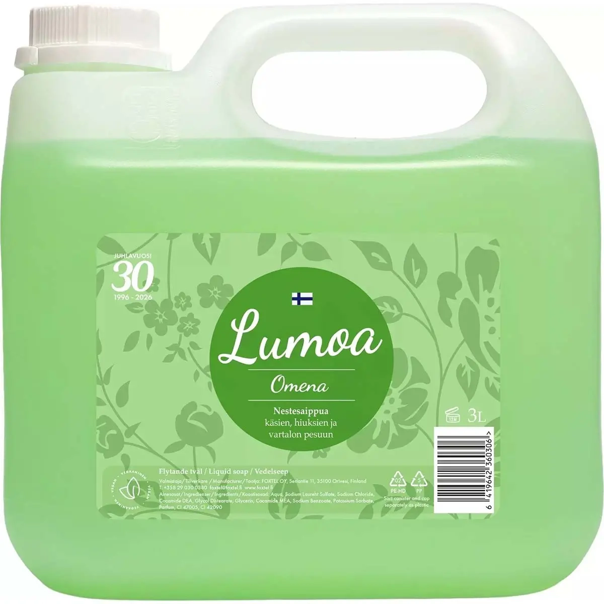 Flytande tvål Lumoa Äpple 3 l - Handtvål - 6419642360306 - 0