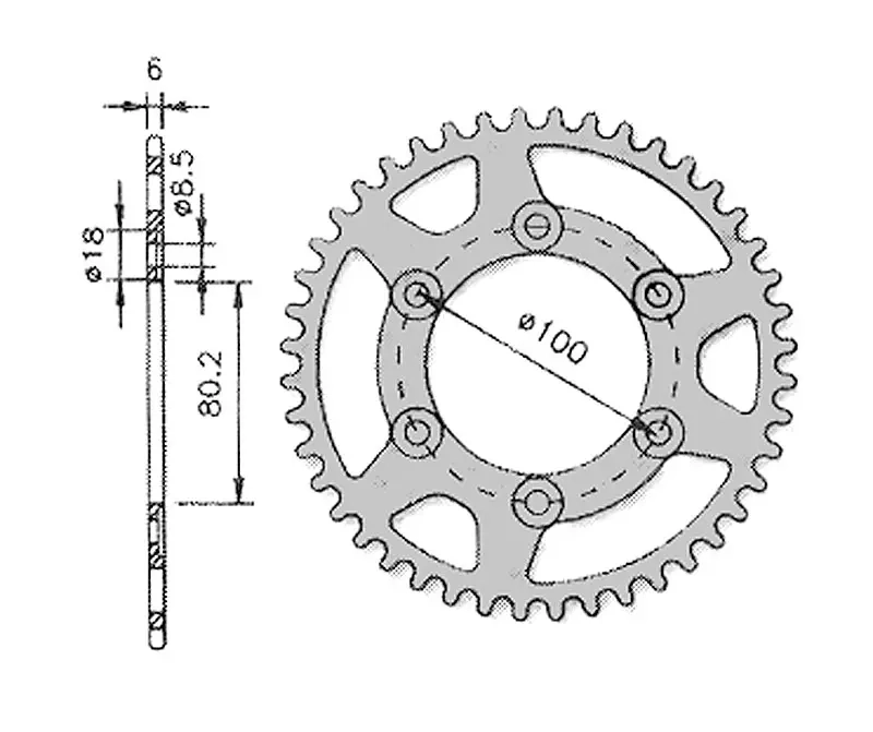 Bakdrev 48T (420) Forte Rieju RR, Spik - Drev till moped - 6438131005191 - 0