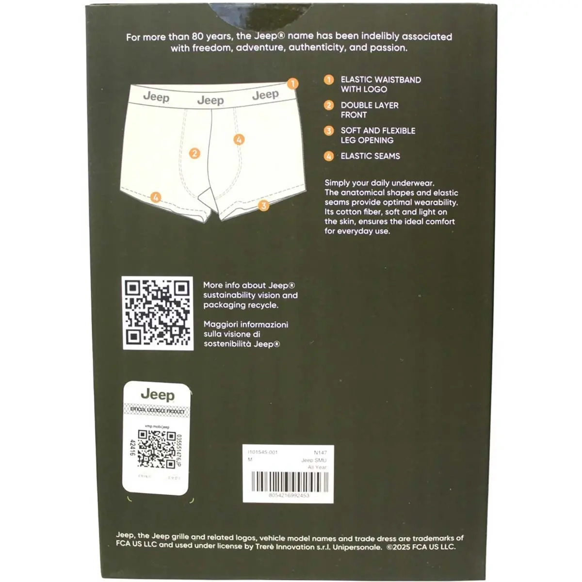 Herrebokser Jeep sort L 2 stk - Bukser, shorts og underbukser - 8054216992422 - 2