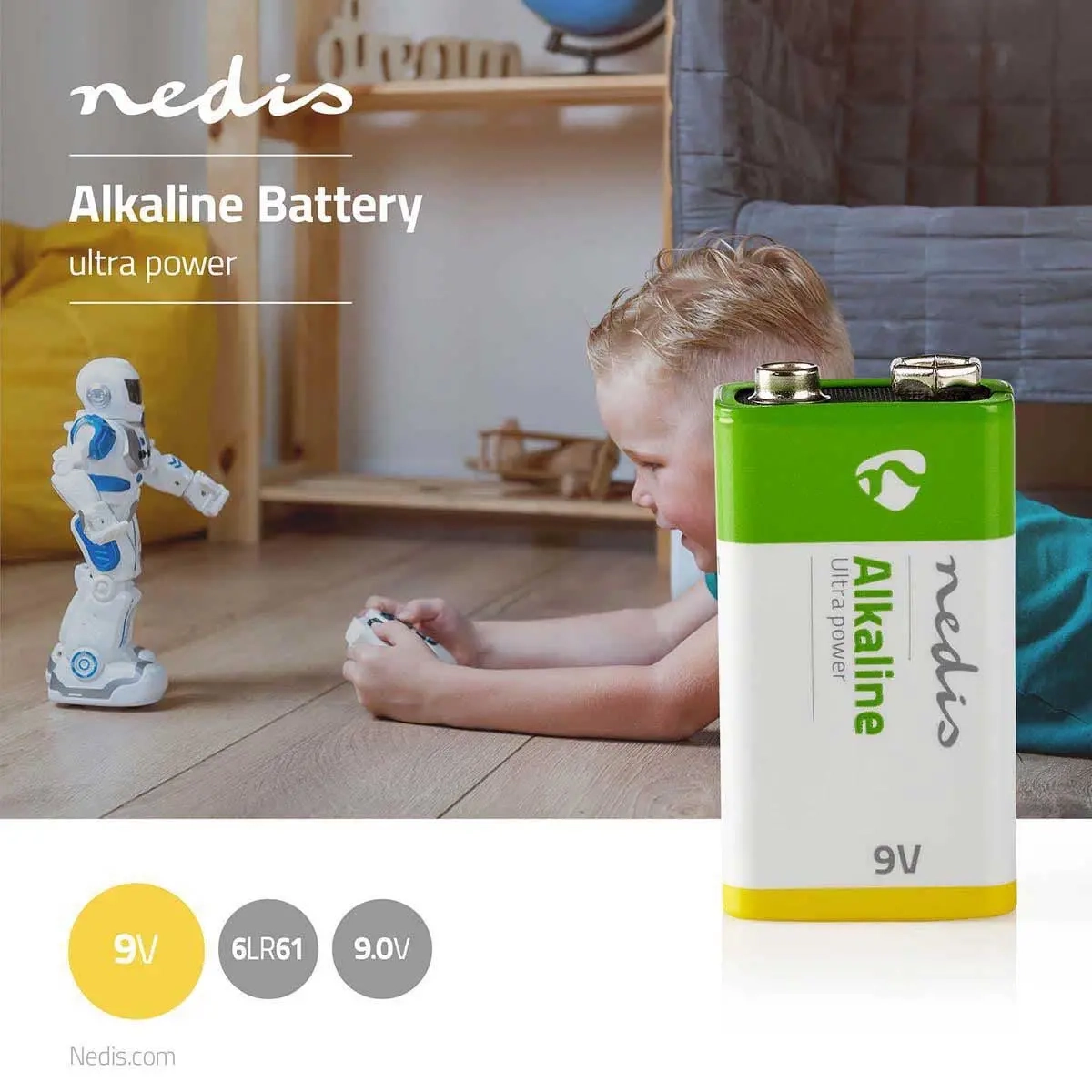 Alkaliskt batteri 9V 6LR61 1 st - 9V-, C- och D-batterier - 5412810266906 - 1