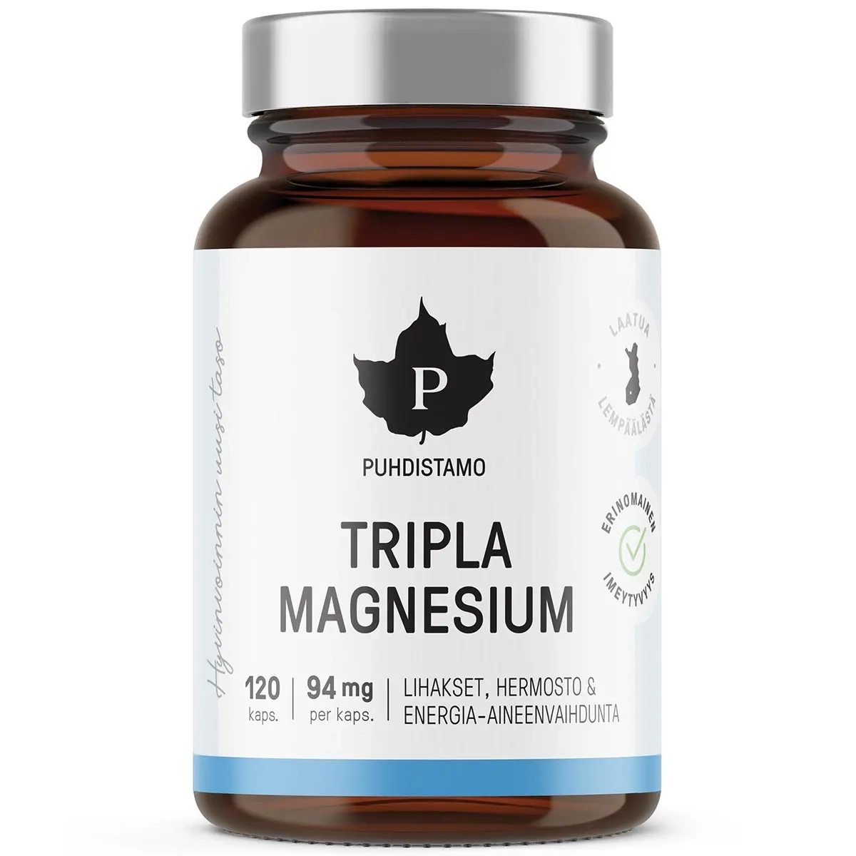 Pureness Tripla Magnesium 120 kapslar - Vitaminer och pulver - 6430039221802 - 0