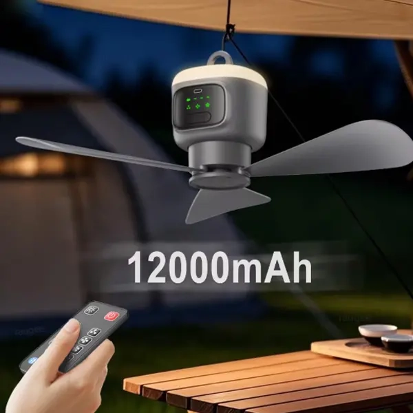 Genopladelig USB-blæser med LED 1200mAh - Klimaanlæg og ventilatorer - 6438471353532 - 1