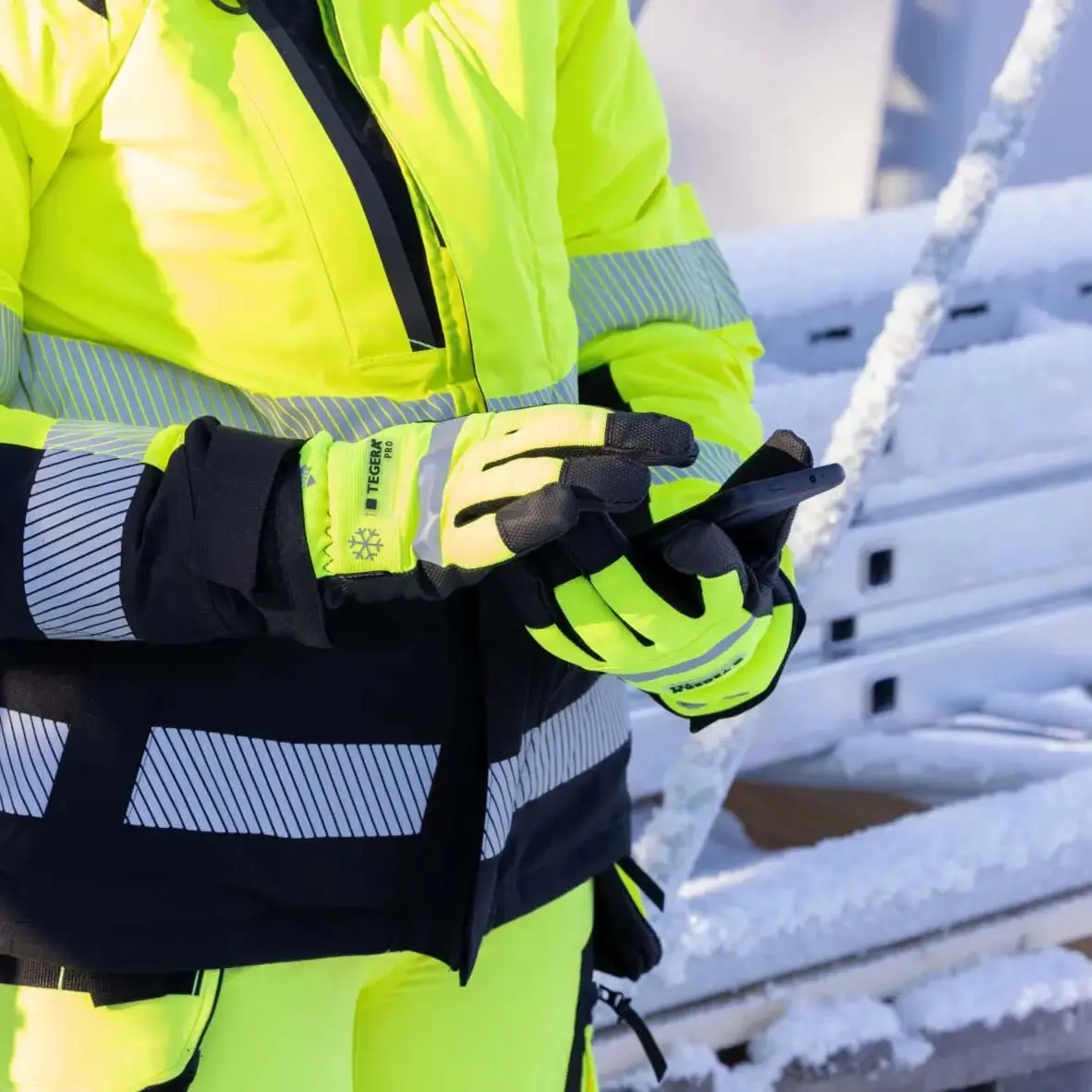 Arbejds handsker i signal farve Tegera Pro 9135 str. - Vinter arbejdshandsker - 7340118478302 - 1