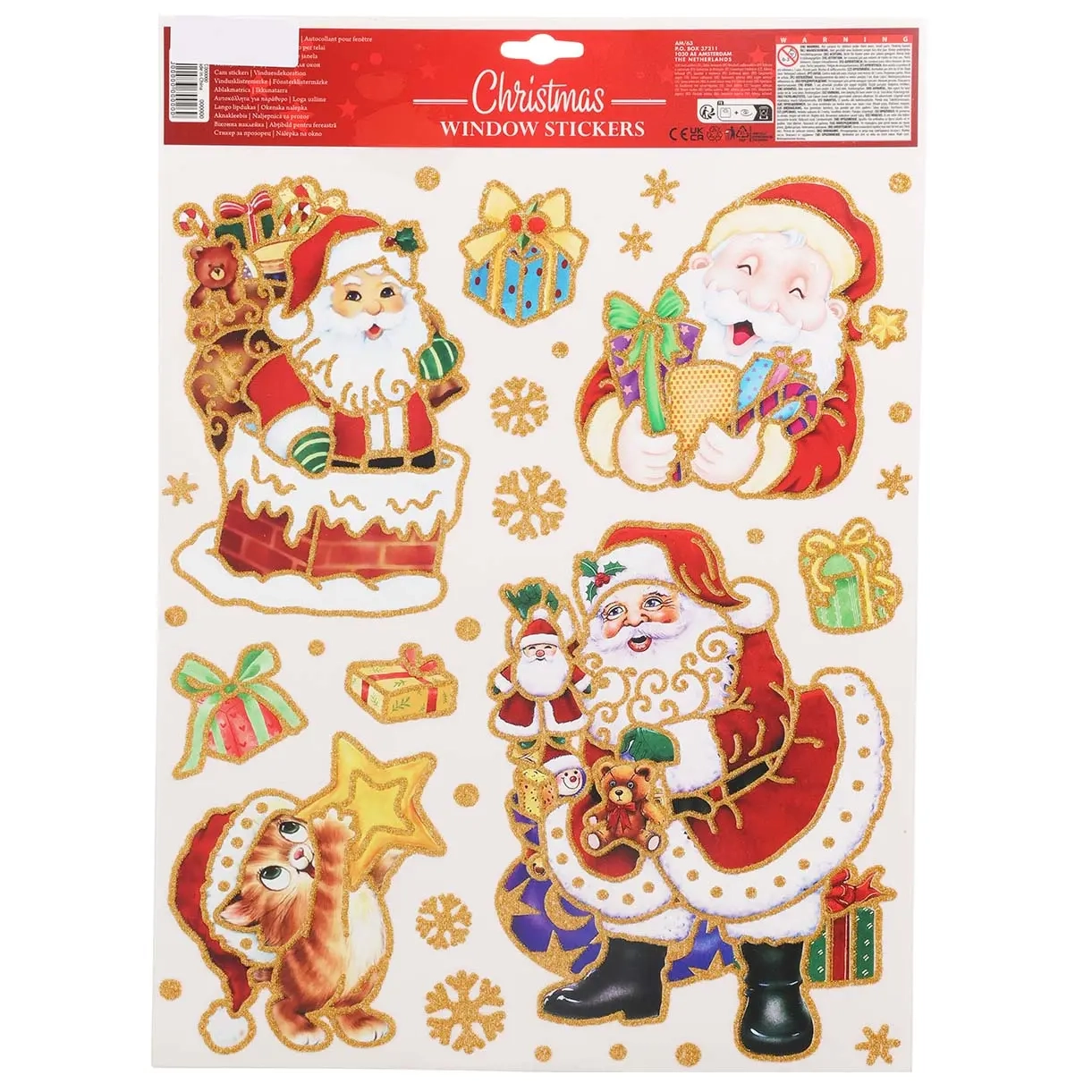 Ikkunatarra-ark Xmas 42cm assorteret - julepynt - 8721037154260 - 0
