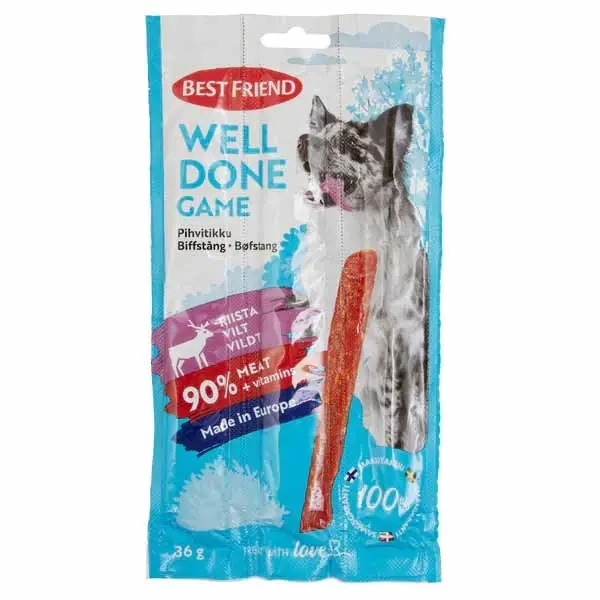 Biffstång vilt 3-pack 36 g Best Friend - Tuggben, tuggpinnar och tuggrullar för hund - 5700551172724 - 0