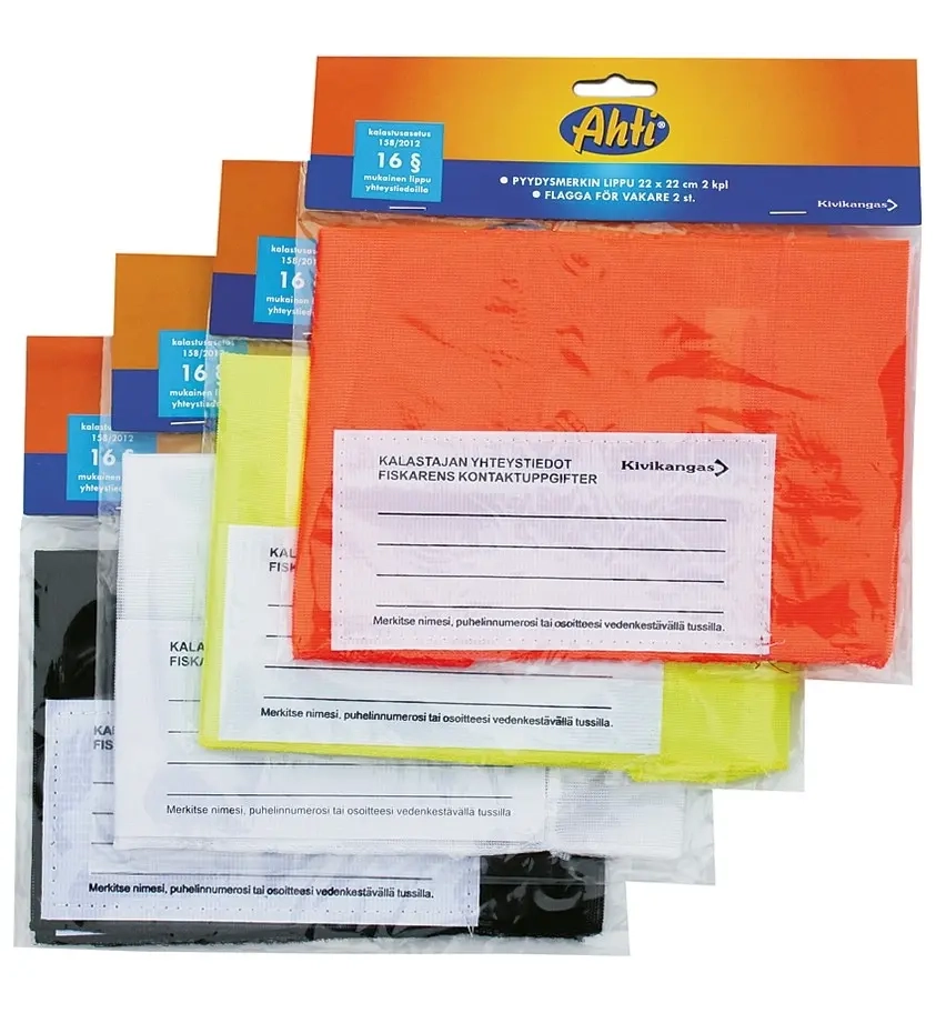 Gear badge flagga orange 2st 22x22cm - Fiskenät markörer - 6418252250519 - 0