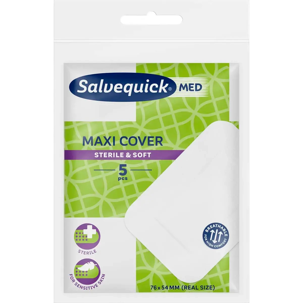 Salvequick Med Maxi Cover plaster 5 stk - Førstehjælpskasse og plaster - 7310615820720 - 0