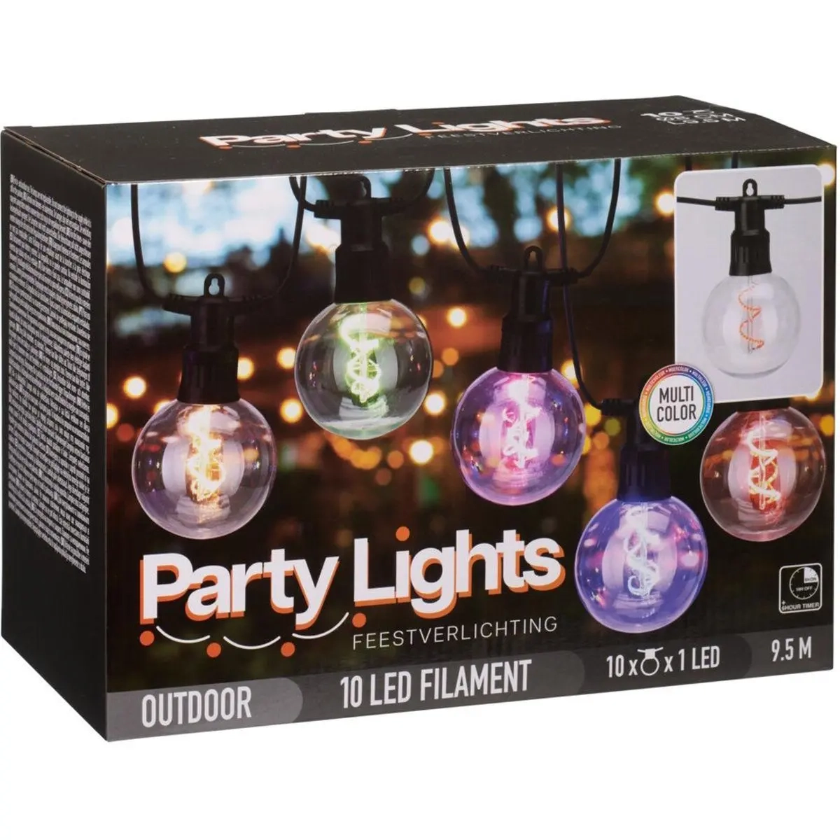 LED-ljusslinga flerfärgad 9,5 m - Ljusslingor utomhus och inomhus - 8721037414272 - 2
