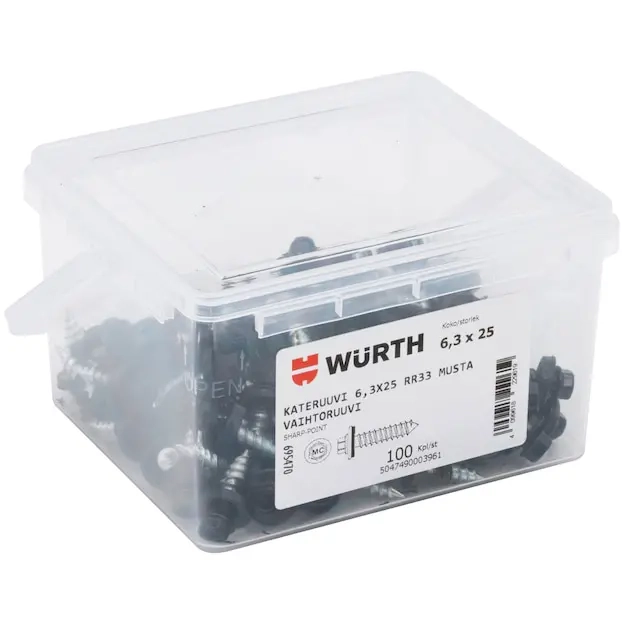 Katkruv 6,3x25mm RR33 sort 100stk - Gårdsskruer - 4099618229619 - 1