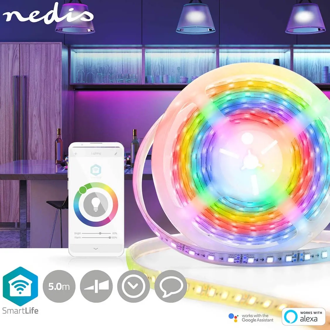 LED-remsa RGB Bluetooth 5m SmartLife - LED strip og LED strip - 5412810335060 - 1