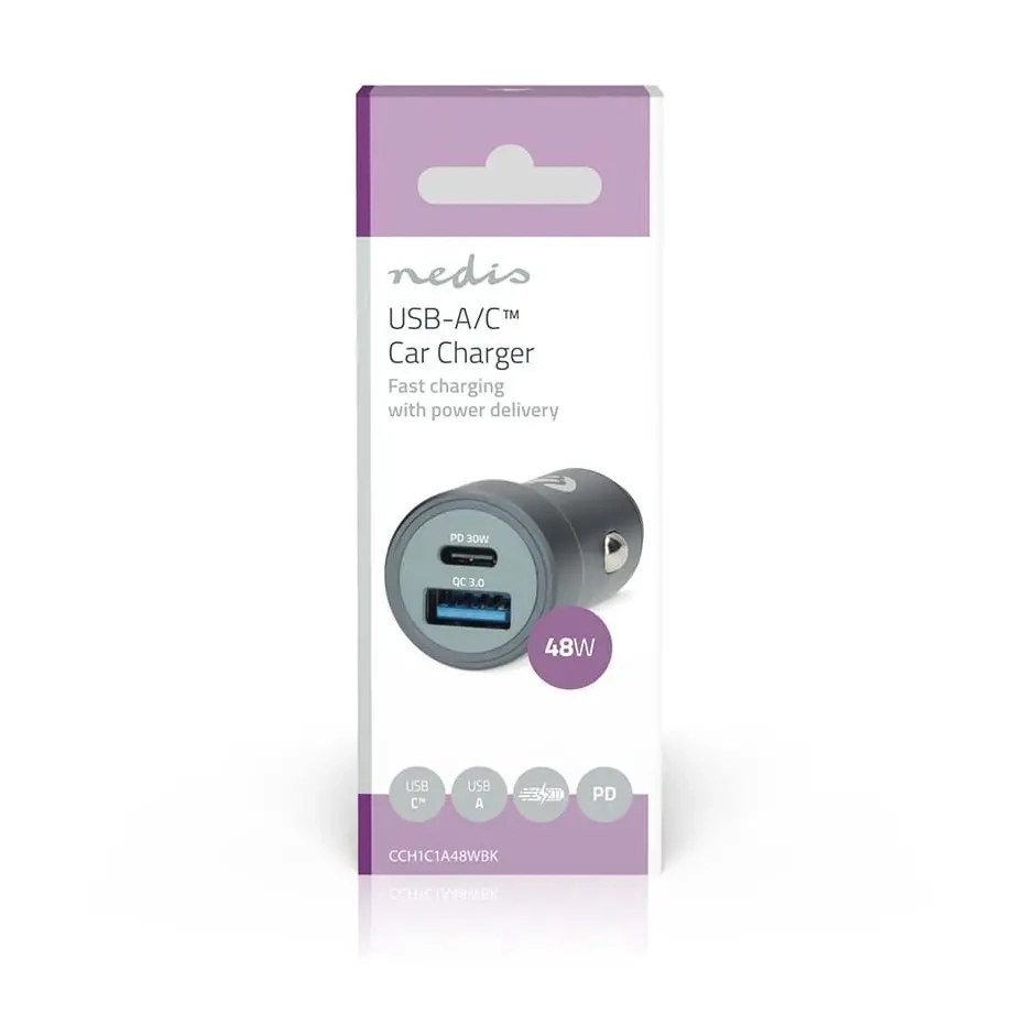 Billaddare USB-C + USB-A 48W Nedis - Cigarettändaruttag och laddare - 5412810473724 - 6