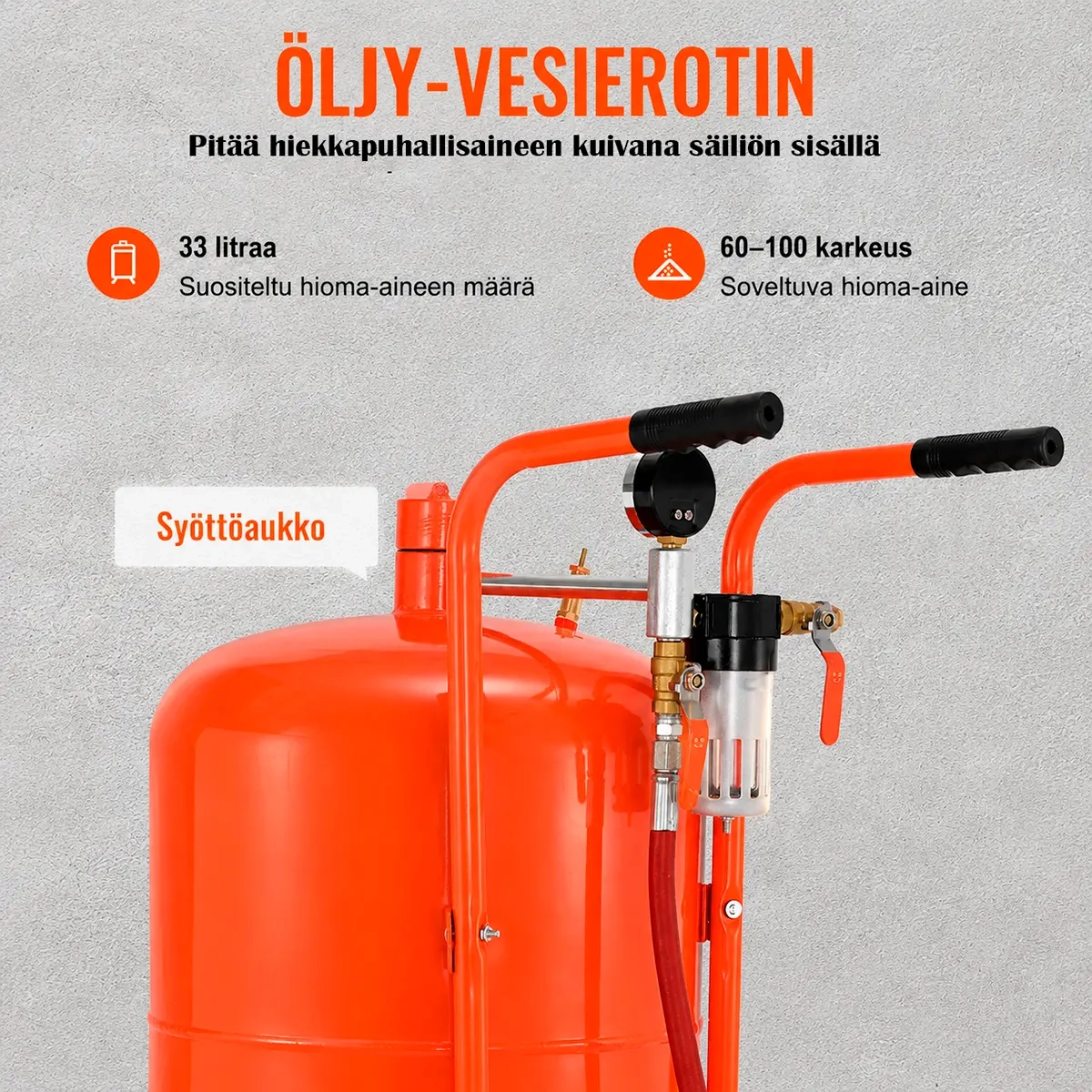 VEVOR tryckbläster 75,7L med 4 munstycken - Sandblästrare och blästringssand - 6438471351972 - 2