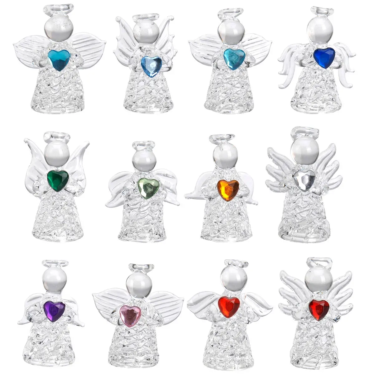 Glas ängel hjärta 45mm sortiment - Julpynt - 8711295479366 - 1