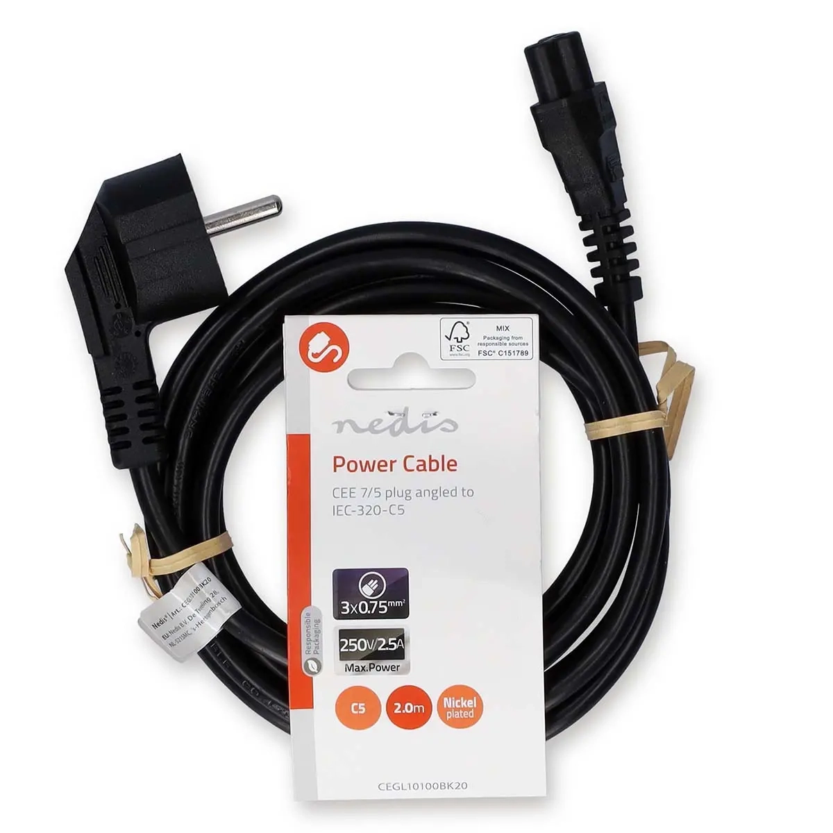 Strömkabel IEC-320-C5 vinklad 2m - Universal datorkablar - 5412810425112 - 2