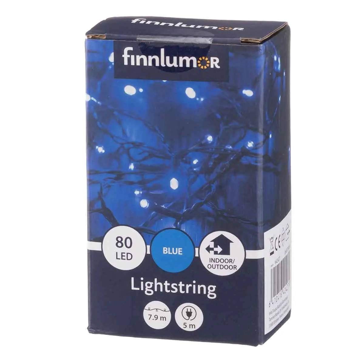 Ljusslinga 80 led blå svart sladd - Ljusslingor och ljuslister - 6410416424279 - 1