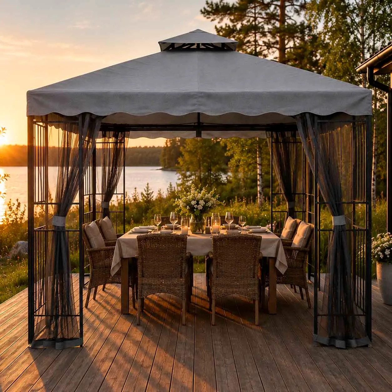 Pavillon Barcelona reservedug grå - Pavilloner og pergolaer - 6438168118000 - 1