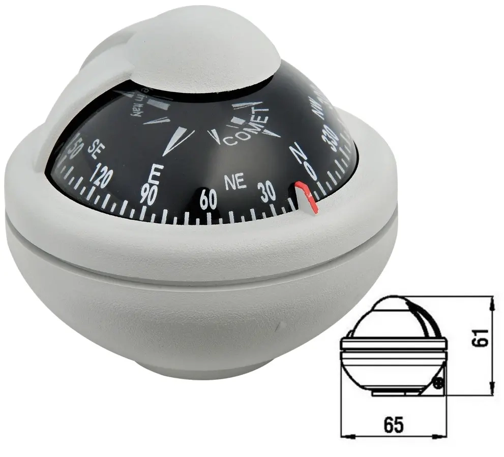 BÅD KOMPAS BC2 GRÅ 65x61mm - Tilbehør til plottere, ekkolod og VHF - 6438235048377 - 0