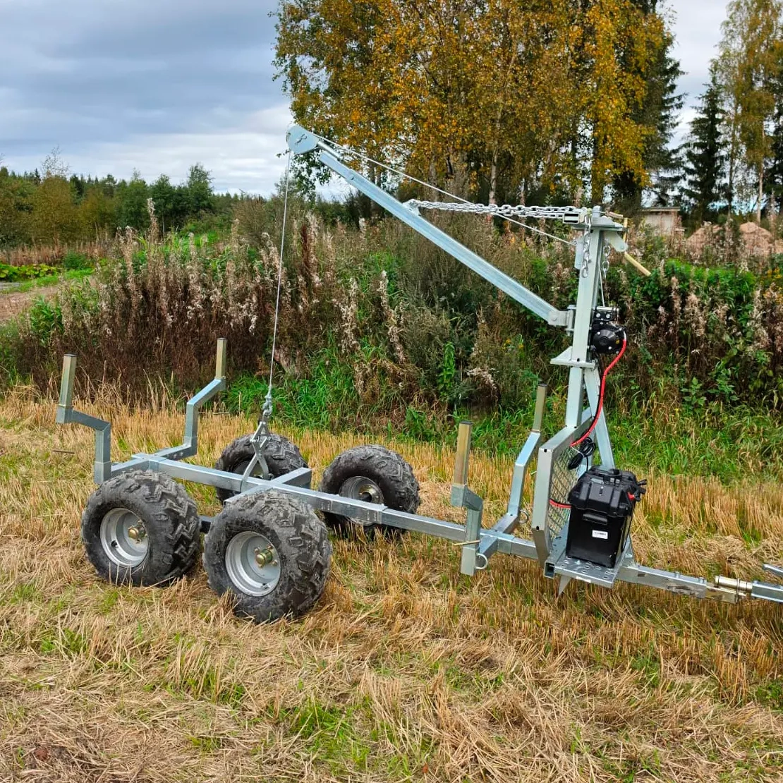 Timmervagn PuffelSolo 1000 kg med kran och vinsch - Släp och timmervagnar för ATV - 6438471355390 - 6