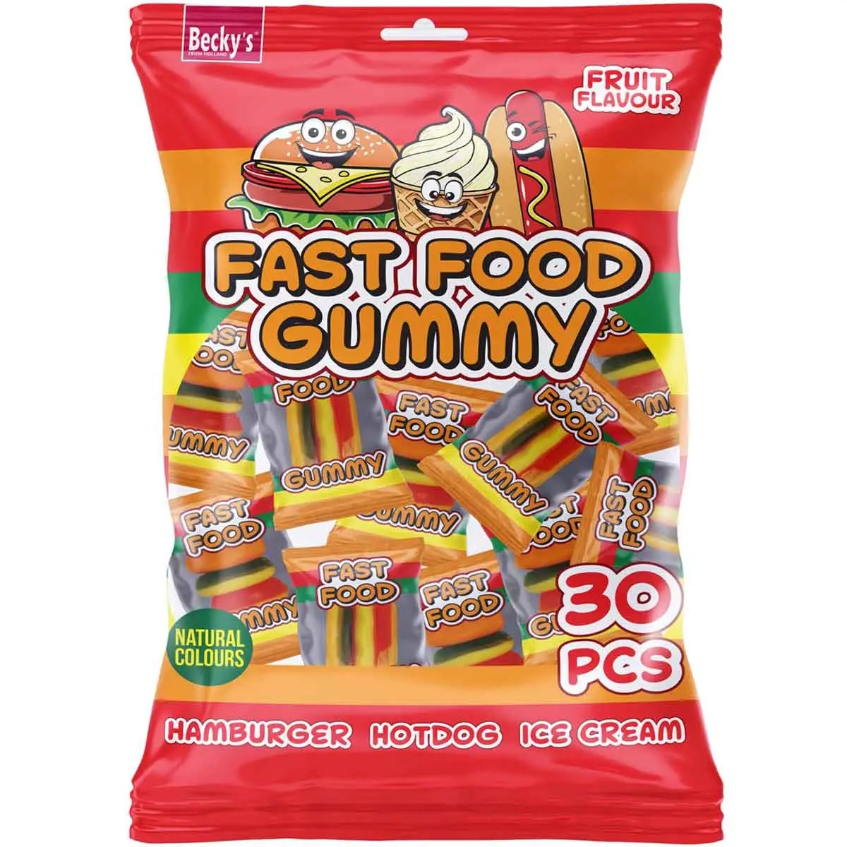 FAST FOOD GUMMY 240 GRAM 30 ST - Godispåsar - 8713305822063 - 0