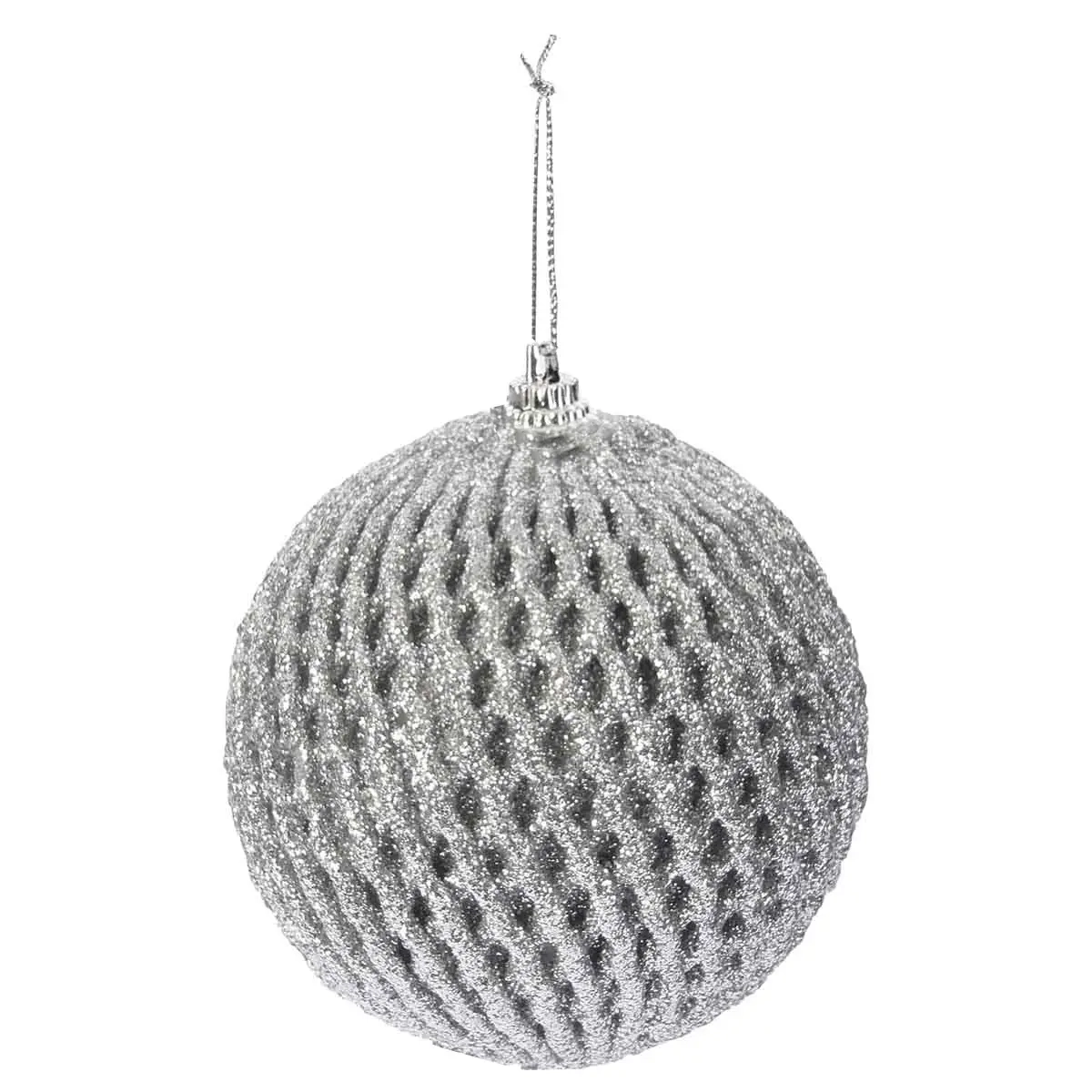 Julgranskula Glitter 8cm silver - Julgransdekorationer - 8719987914751 - 0