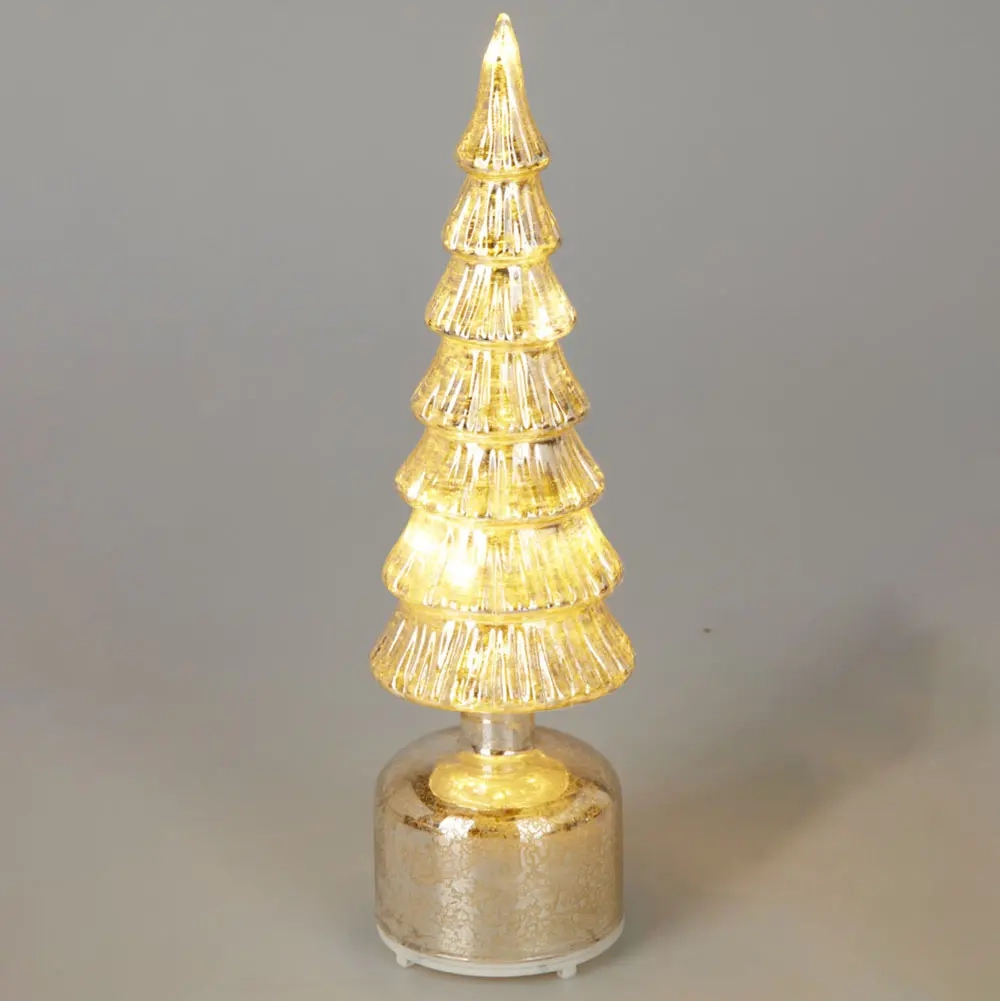 Glasgran med LED-ljus 36 cm silver - Bordsdekorationer med belysning - 8721037652711 - 0