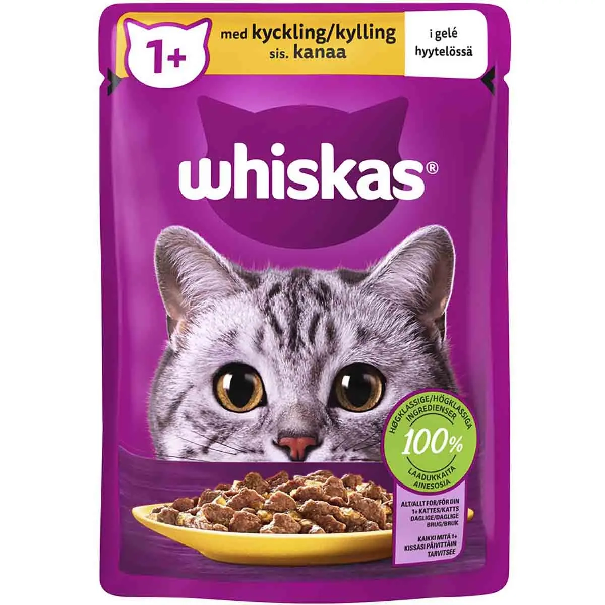 Whiskas kylling i gelé 85g - Vådt kattefoder - 3065890155596 - 0