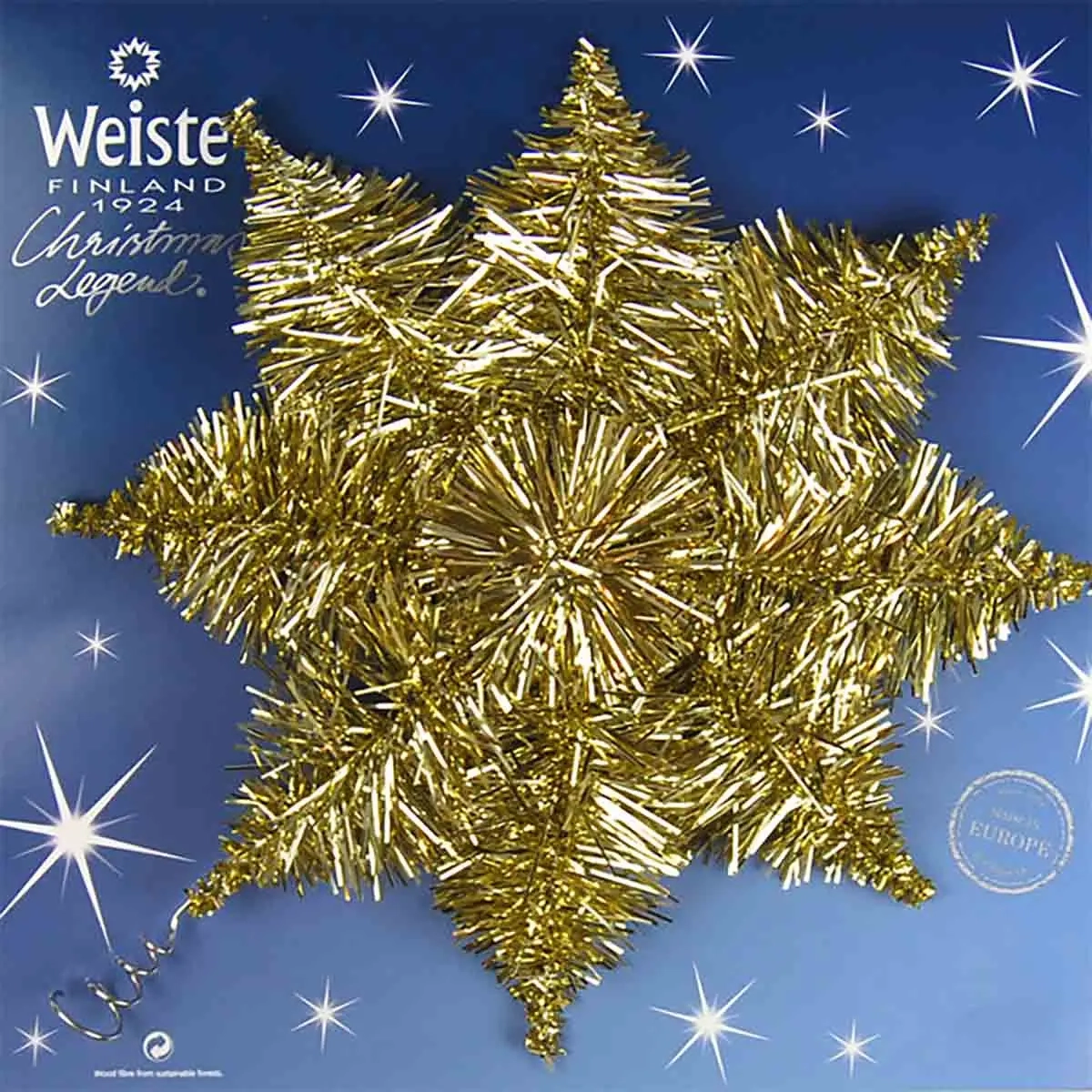 Weiste stjärna i guld 22 cm - Julgranspynt - 6412740001942 - 1