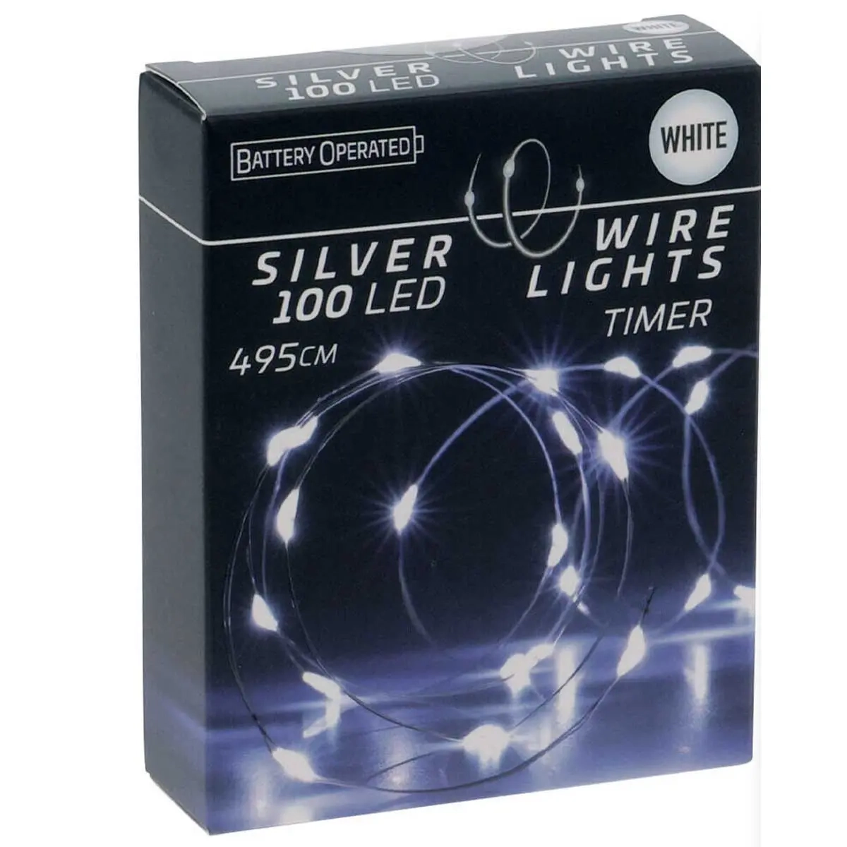Ljusslinga 100 LED silvertråd 5m vit - Ljusslingor utomhus och inomhus - 8720573662451 - 0