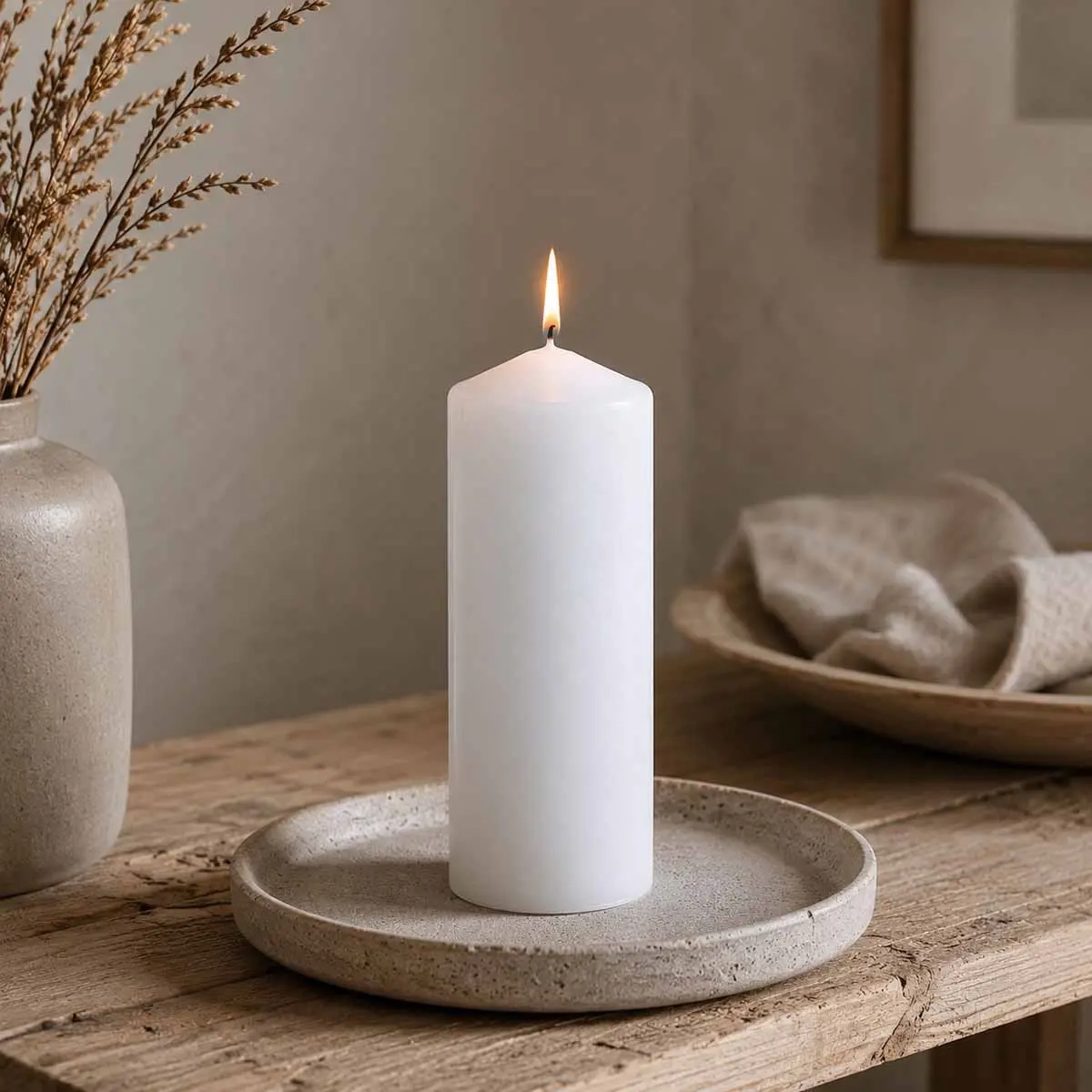Bordslykta vit Hansa 8x20 cm - Blockljus - 4740302003243 - 1