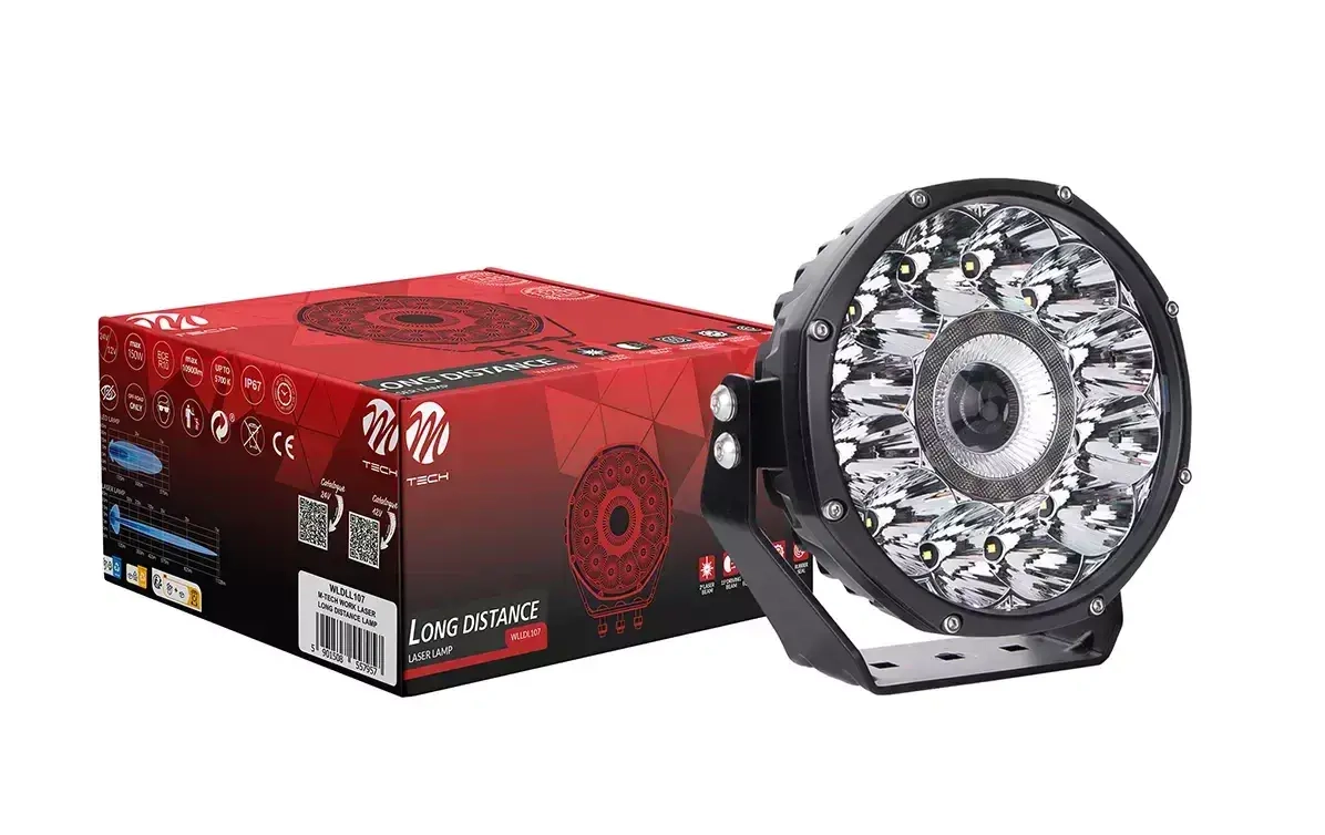 Arbetslampa LED+laser 150W 12/24V 185mm - LED-extraljus och LED-bar till bil - 5901508557957 - 2