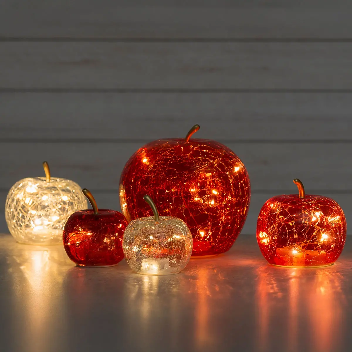 Glasoma med LED-lys rød 7,5 cm - Ornamenter - 6410416482712 - 4