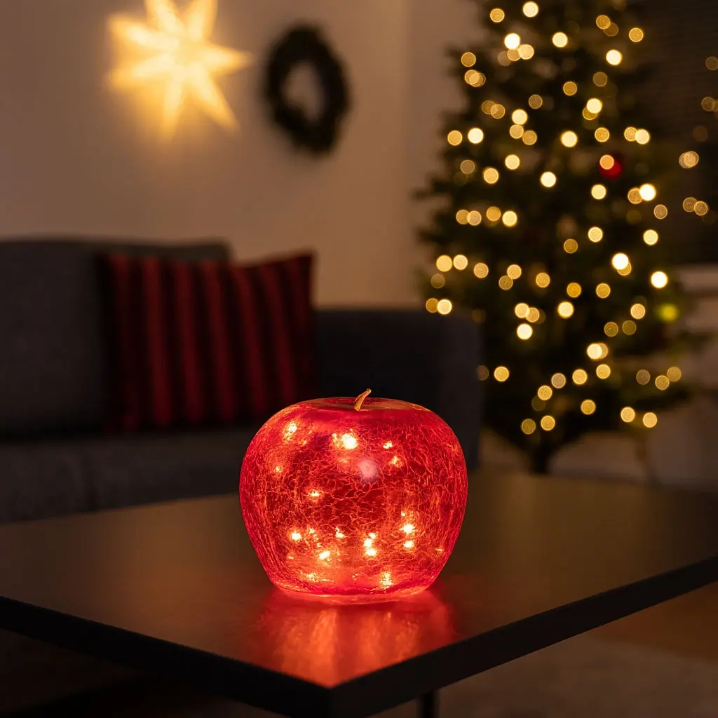 Glasblomma med LED-ljus röd 15cm - Dekorationsföremål - 6410416482774 - 1